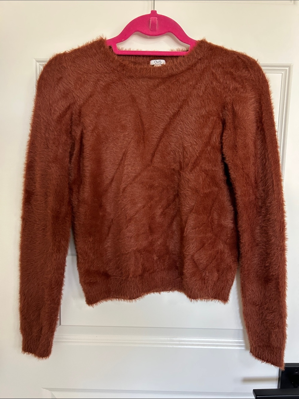 OVS Cozy Fuzzy Crewneck Sweater in Rust